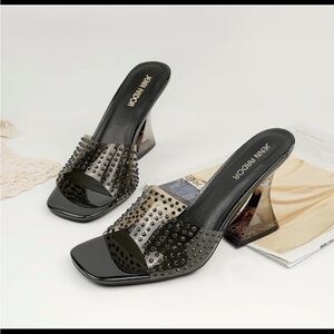 Jenn Ardor Transparent Square Toe Open Pumps NWOT 9.5